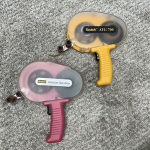 Scotch Advanced Tape Glider and ATG 700 lot x2 pink yellow double side tape tool